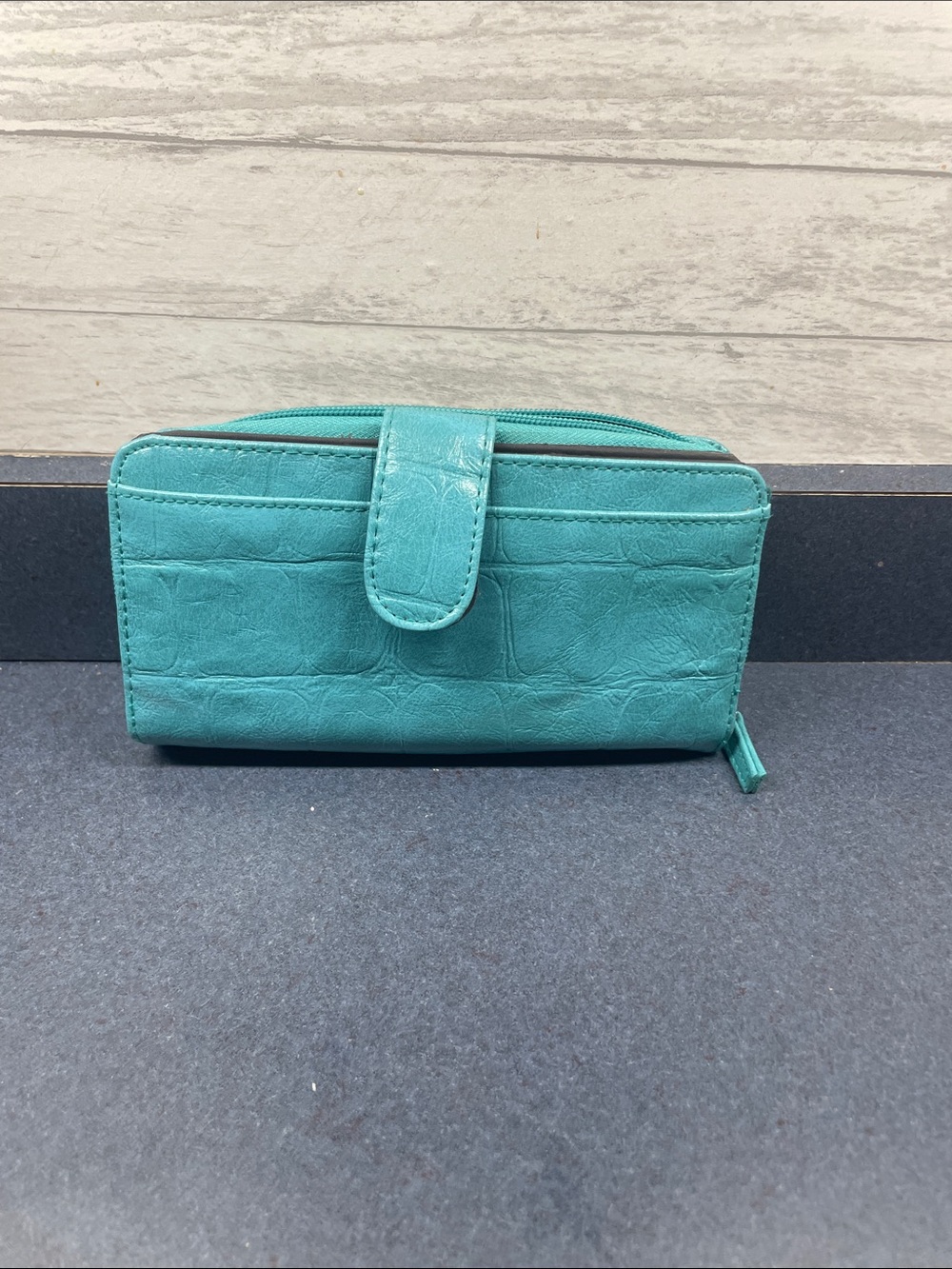 mundi Teal Zip and Snap Wallet